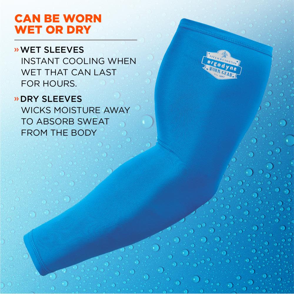 Ergodyne Chill Its 6690 Cooling Arm Sleeves Blue Large - Ascmtools