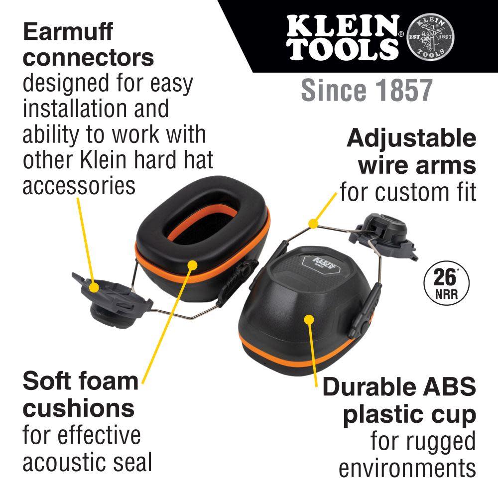 Klein Tools Hard Hat Earmuffs Full Brim Style - Ascmtools