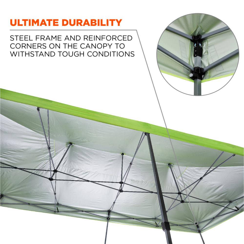 Ergodyne Shax 6015 Single Lime Heavy Duty Pop Up Tent 10′ x 20′ - Ascmtools