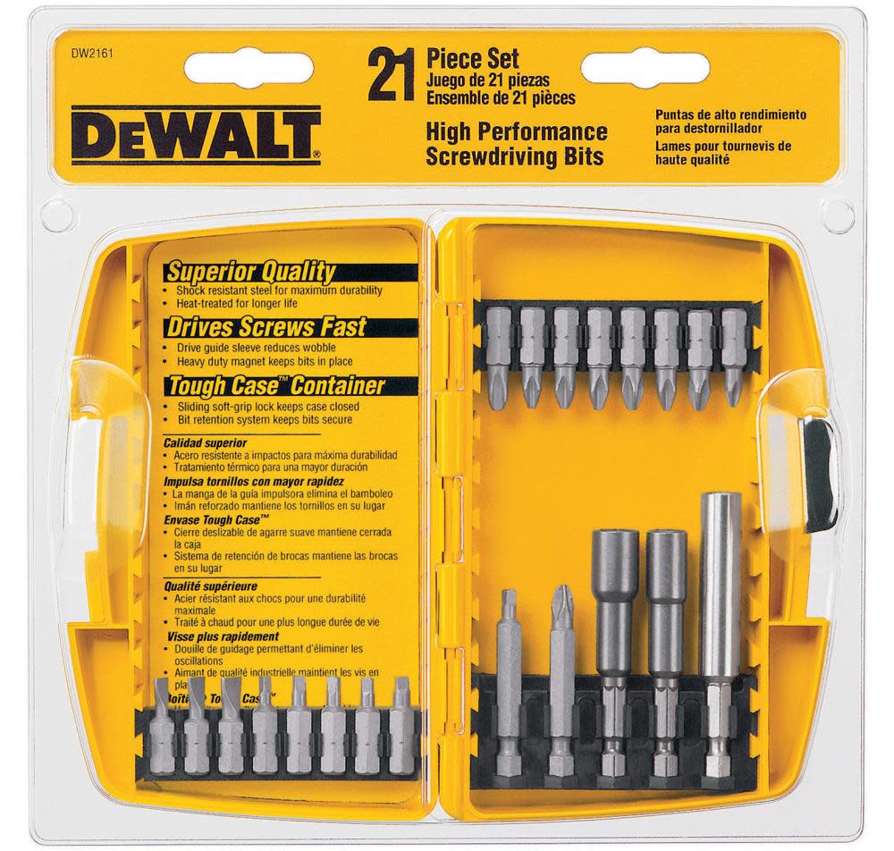 DEWALT 21 Piece Screw Driving Set with Tough Case - Ascmtools