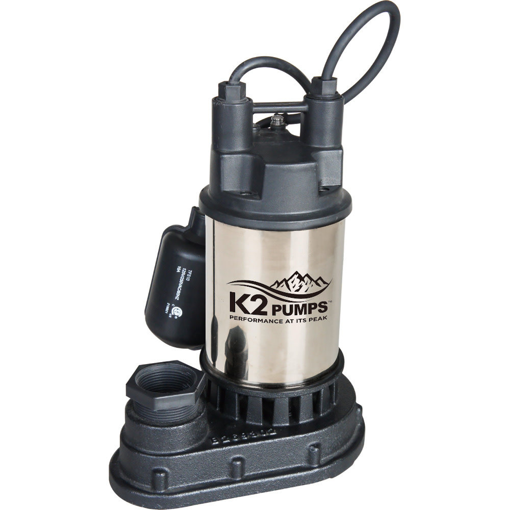 K2 Pumps Sump Pump 1/2 HP Stainless Steel with Direct in Tethered Switch - Ascmtools