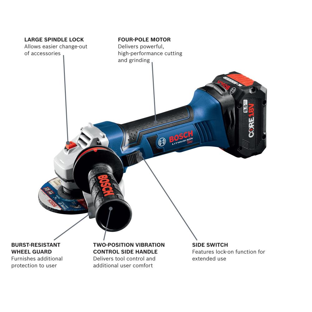 Bosch 18V 4 1/2″ Angle Grinder Kit - Ascmtools