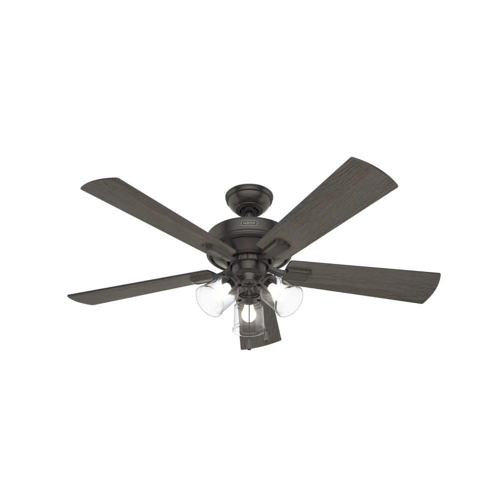 Hunter Fan Crestfield Ceiling Fan 52″ Bronze Bleached Grey Pine - Ascmtools