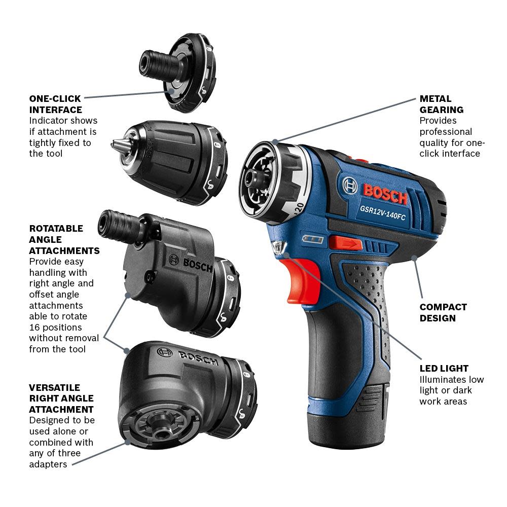 Bosch 12V Max Flexiclick 5-In-1 Drill/Driver System Kit - Ascmtools