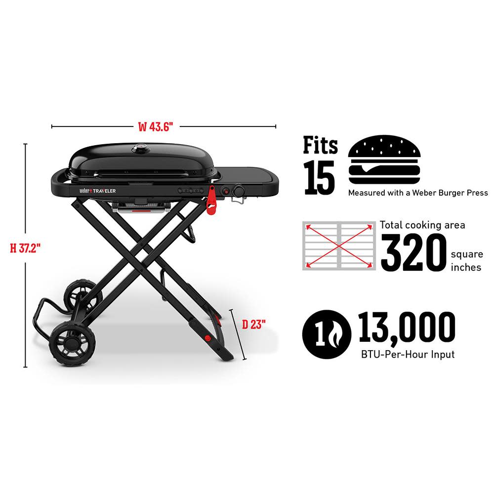 Weber Traveler Stealth Grill Propane Portable - Ascmtools