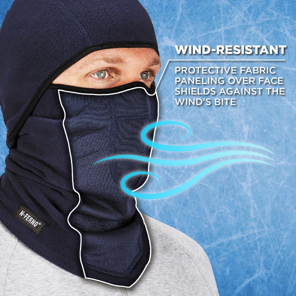 Ergodyne N Ferno 6823 Balaclava Face Mask Windproof Hinged Navy - Ascmtools