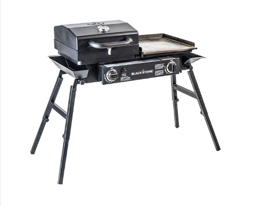 Blackstone Propane Gas Tailgater Combo in Black with Grill Box Two Burners and Griddle Plate 35000 BTU 1555 - Ascmtools