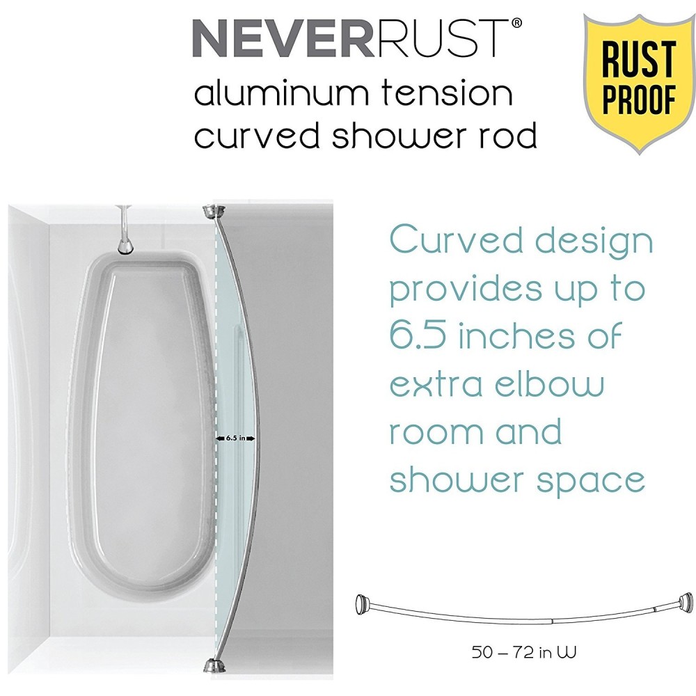 Zenith Shower Curtain Curved Rod Brushed Nickel Aluminum - Ascmtools