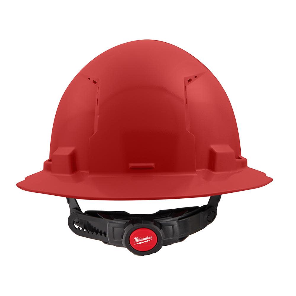 Milwaukee Red Full Brim Vented Hard Hat with 6pt Ratcheting Suspension Type 1 Class C - Ascmtools