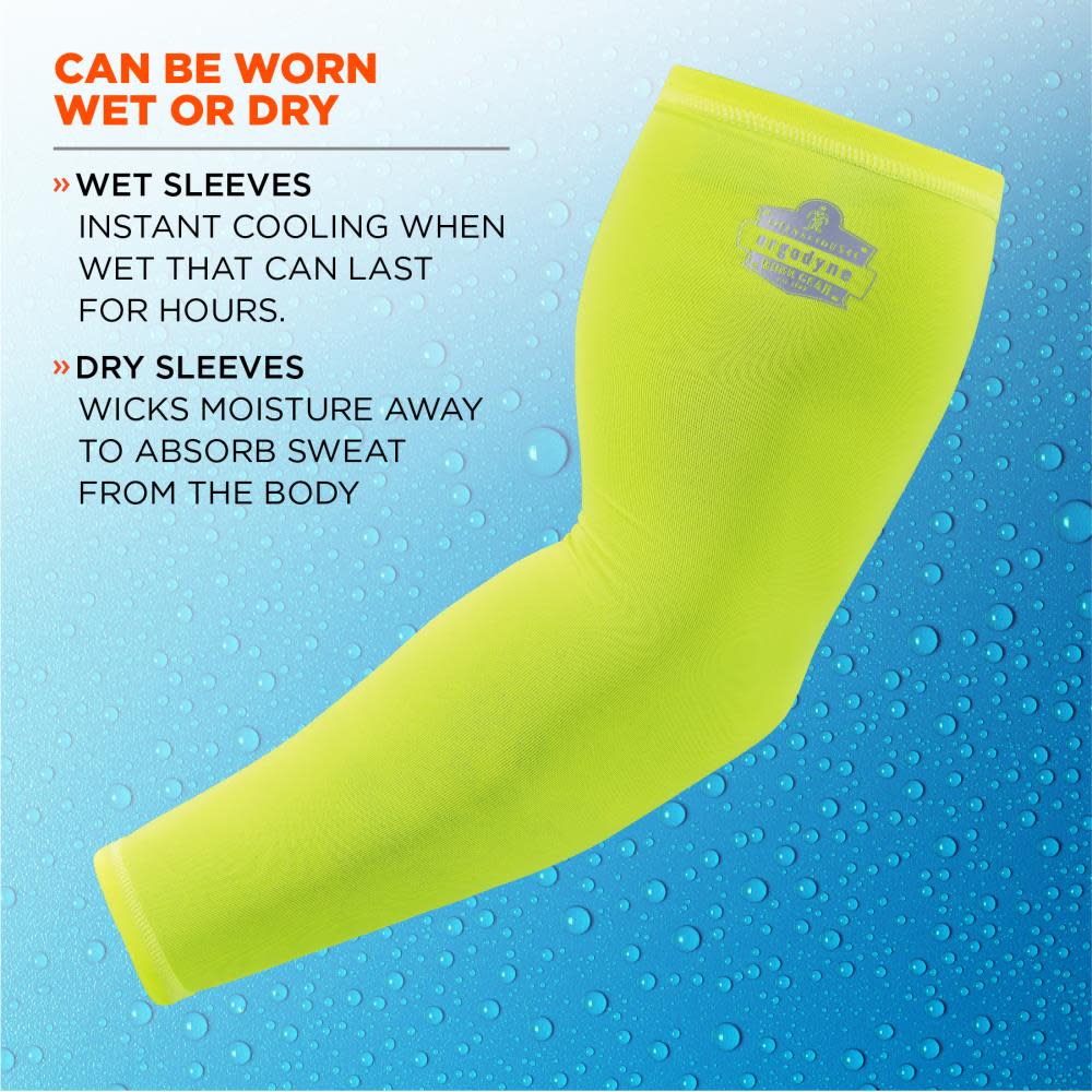 Ergodyne Chill Its 6690 Lime Cooling Arm Sleeves Medium - Ascmtools