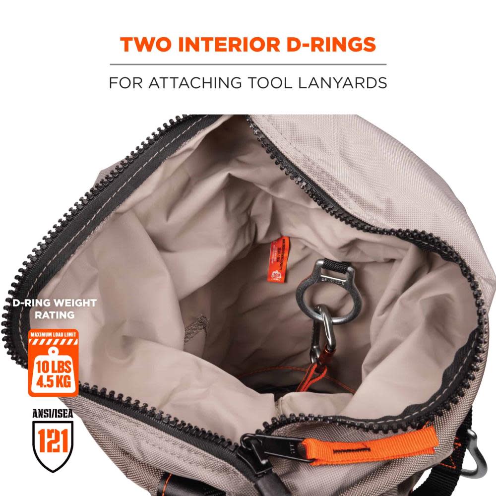 Ergodyne 5973 L Gray Hoist Bucket with D Rings - Ascmtools