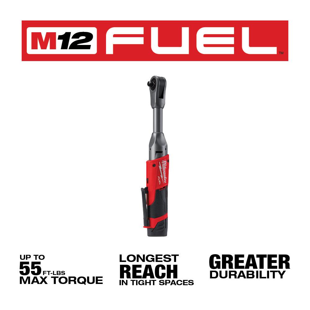 Milwaukee M12 FUEL 3/8 in. Extended Reach Ratchet 1 Battery Kit - Ascmtools
