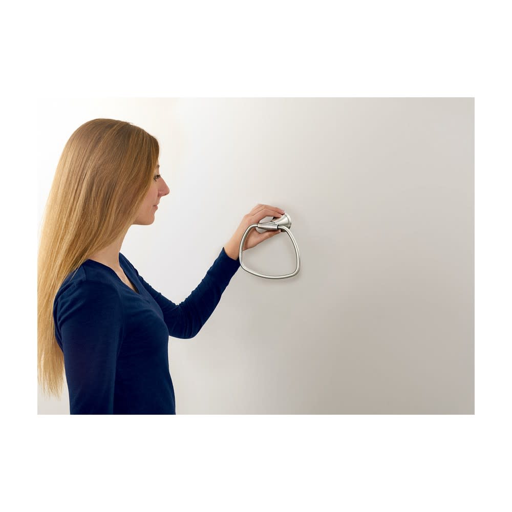 Moen Tiffin Brushed Nickel Towel Ring with Press & Mark Stamp - Ascmtools