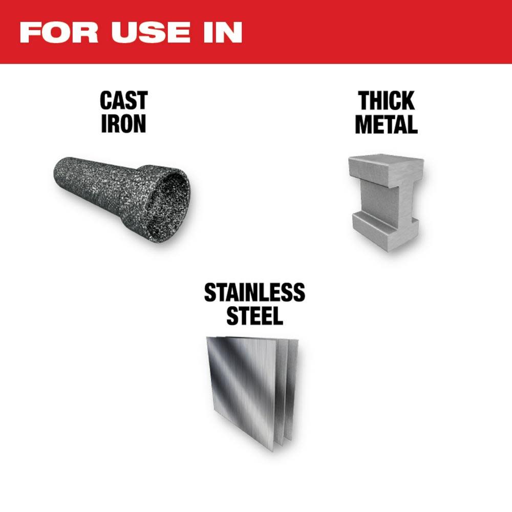 Milwaukee 12″ 7TPI The TORCH for CAST IRON with NITRUS CARBIDE 5PK - Ascmtools
