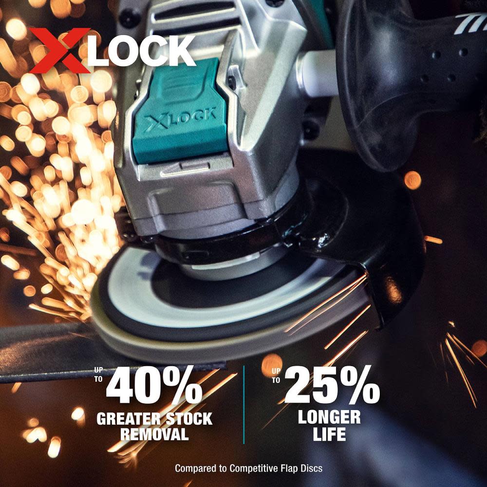 Makita X-LOCK 4 1/2″ Angled Grinding and Polishing Flap Disc X-LOCK and All 7/8″ Arbor Grinders 60 Grit Type 29 3pk - Ascmtools