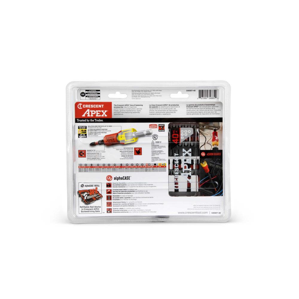 Crescent APEX eSHOK-GUARD alphaCASE Bit Set 40 Pc - Ascmtools