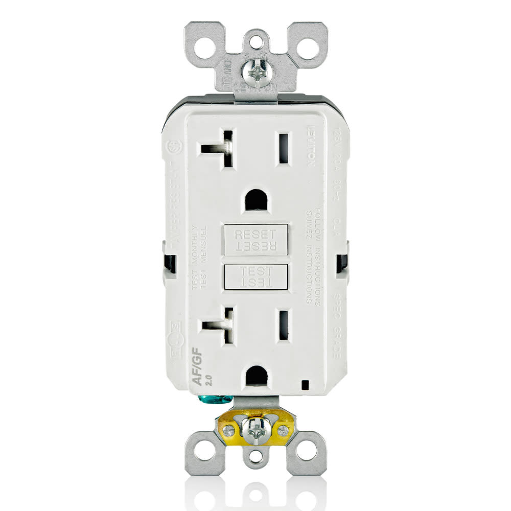 Leviton SmartlockPro AFCI/GFCI Outlet 20A 125V 2Pole White Duplex - Ascmtools