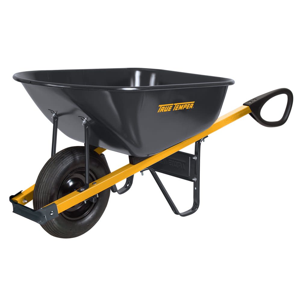 True Temper 6 cu. ft. Total Control Steel Wheelbarrow with Single Tubed Tire - Ascmtools