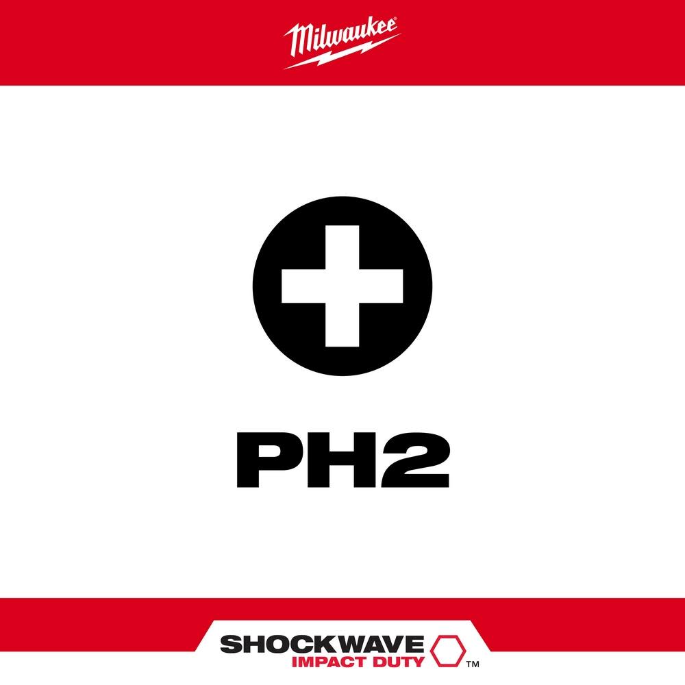 Milwaukee SHOCKWAVE Impact Phillips #2 Insert Bits (25-Piece Contractor Pack) - Ascmtools