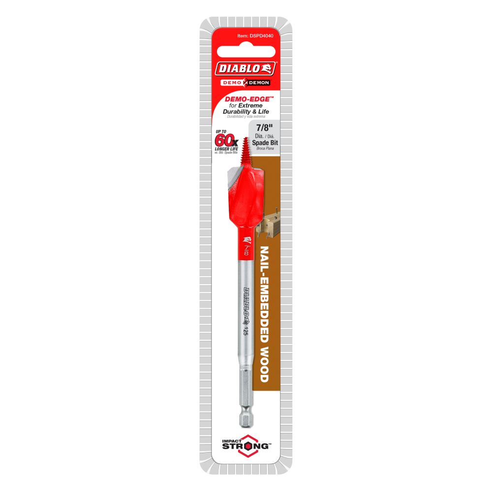 Diablo Tools 7/8″ x 6″ Demo Demon Spade Bit for Nail Embedded Wood - Ascmtools