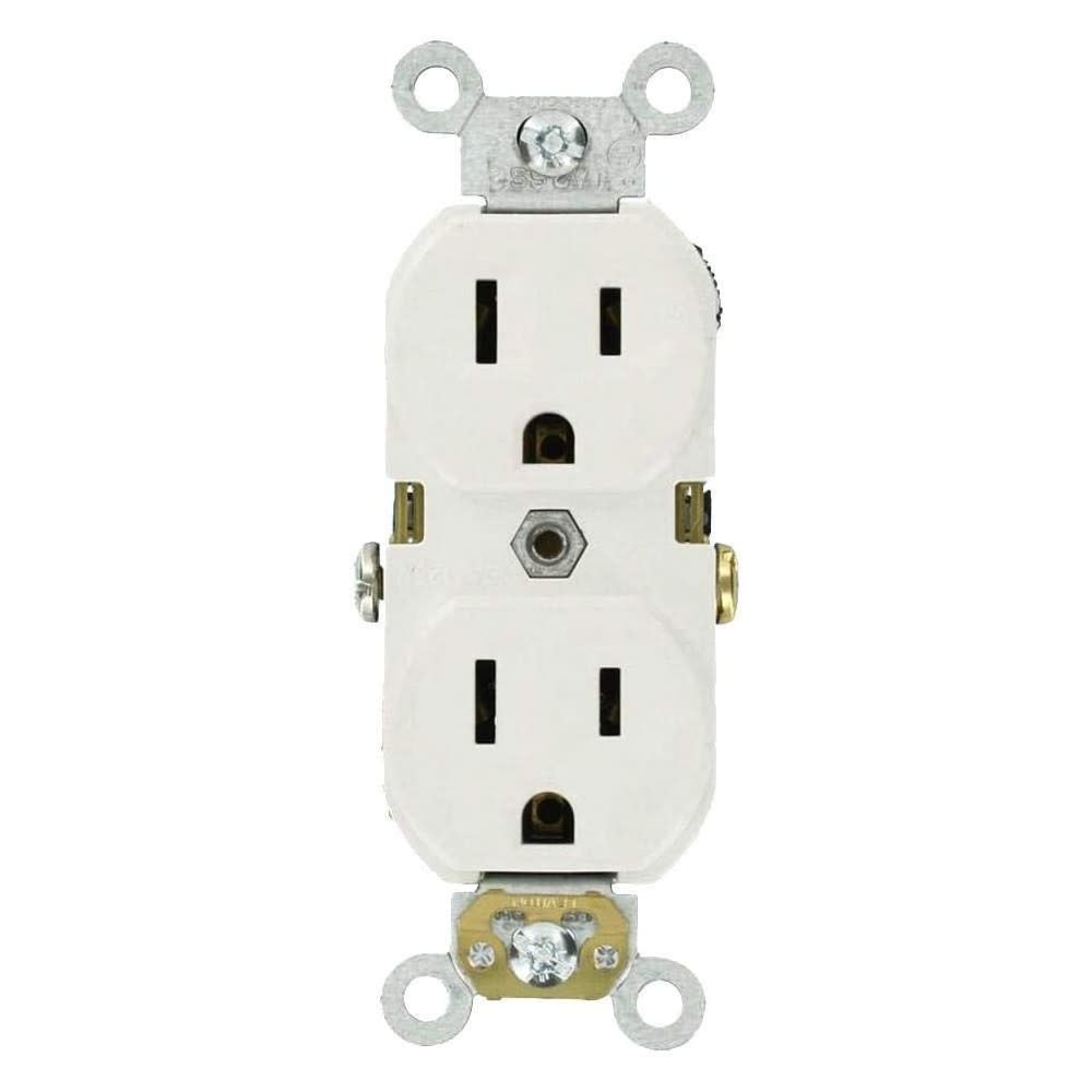 Leviton 15A 125V White Indented Face Duplex Receptacle Outlet 10pk - Ascmtools