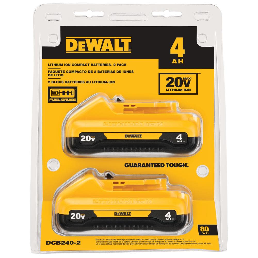 DEWALT 20V MAX 4Ah Compact Lithium Ion Battery 2-Pack - Ascmtools