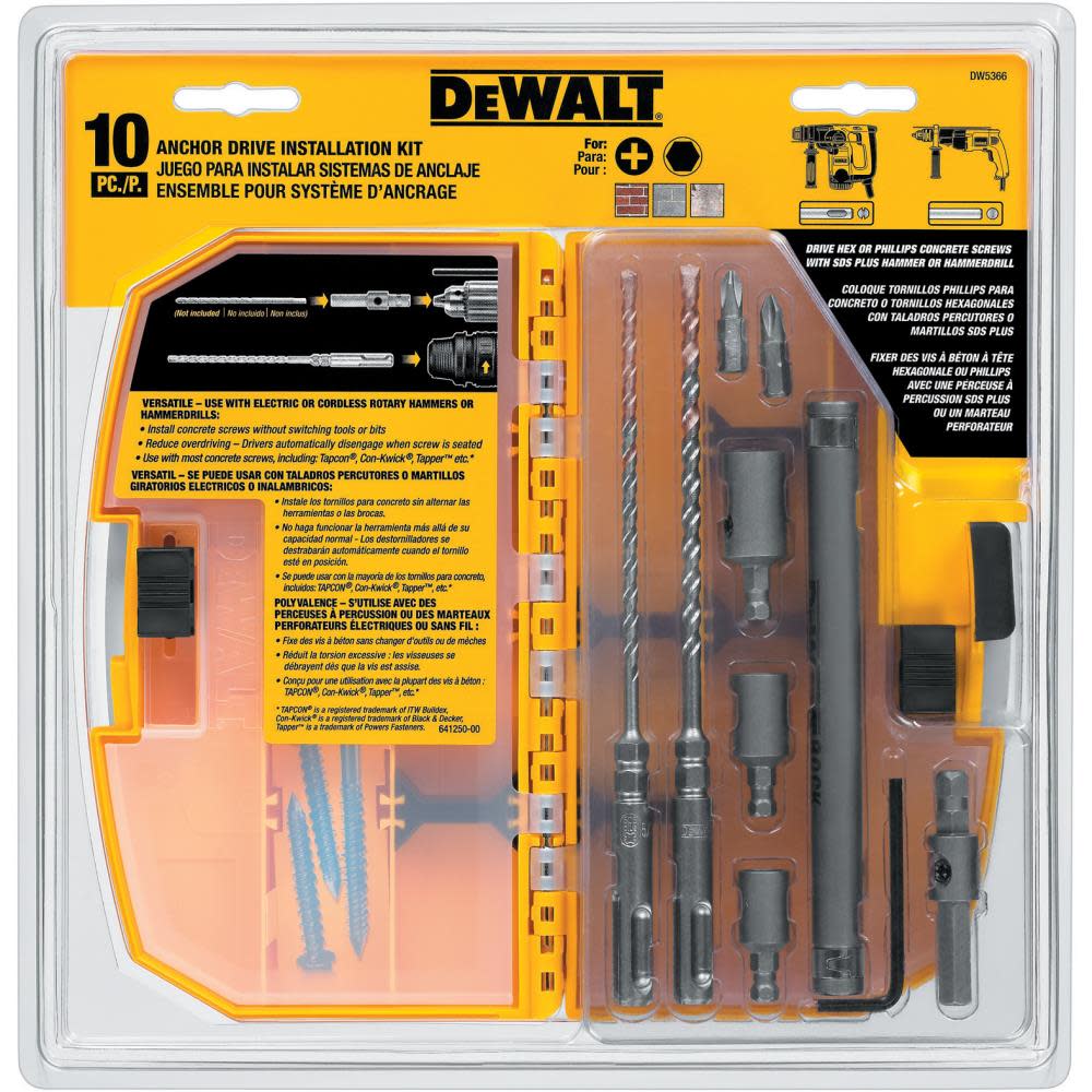 DEWALT 10 PC Anchor Drive Installation Kit - Ascmtools