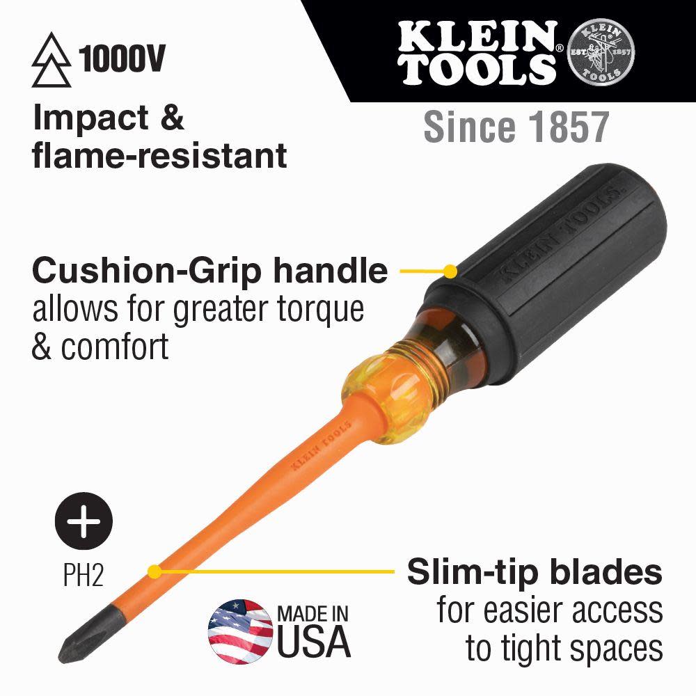 Klein Tools Slim-Tip Insulated Screwdriver #2 - Ascmtools