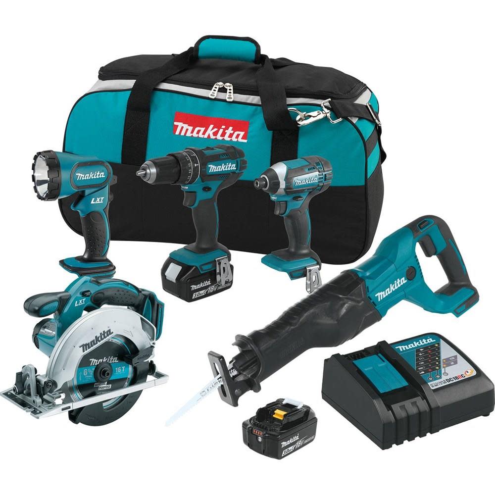 Makita 18 Volt LXT Lithium-Ion Cordless Combo Kit (5-Tool) - Ascmtools