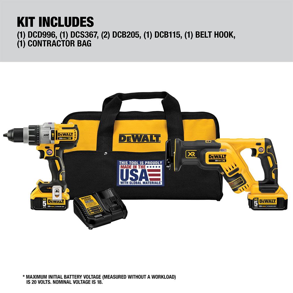 DEWALT 20V MAX XR Hammer Drill & Reciprocating Saw Combo Kit - Ascmtools