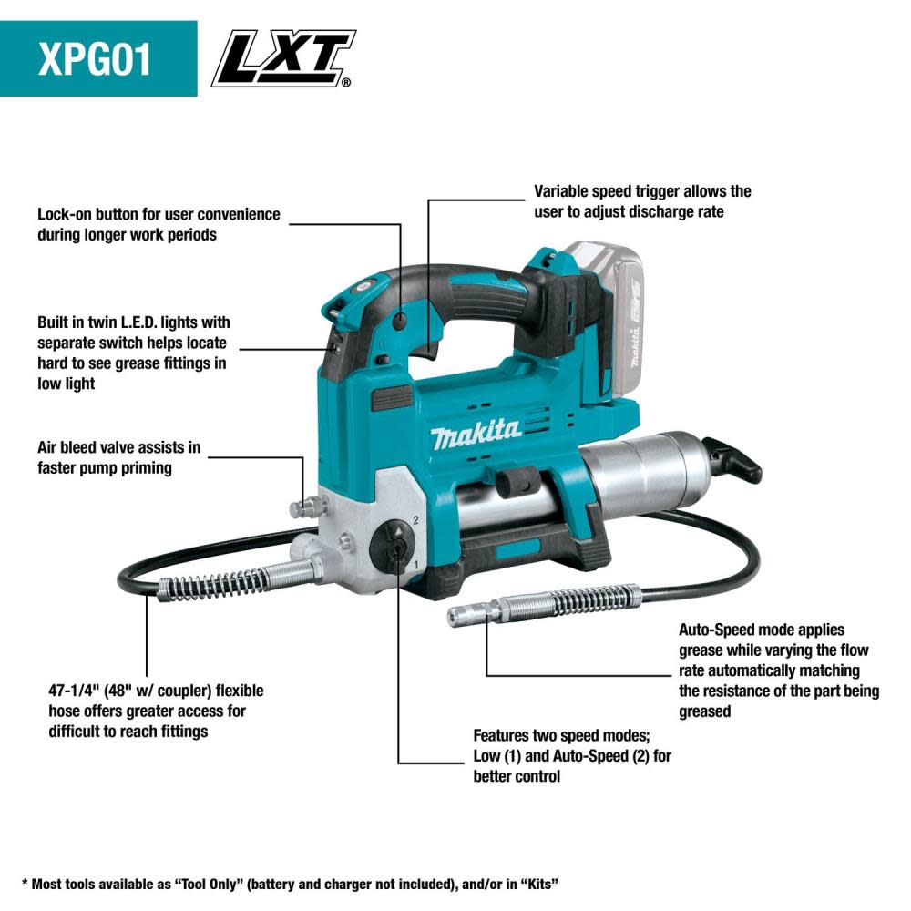 Makita 18V LXT Grease Gun Lithium Ion Cordless Kit - Ascmtools