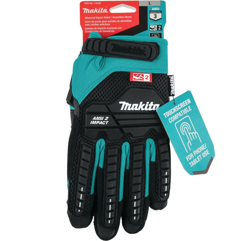 Makita Demolition Gloves Advanced ANSI 2 Impact Rated Large - Ascmtools