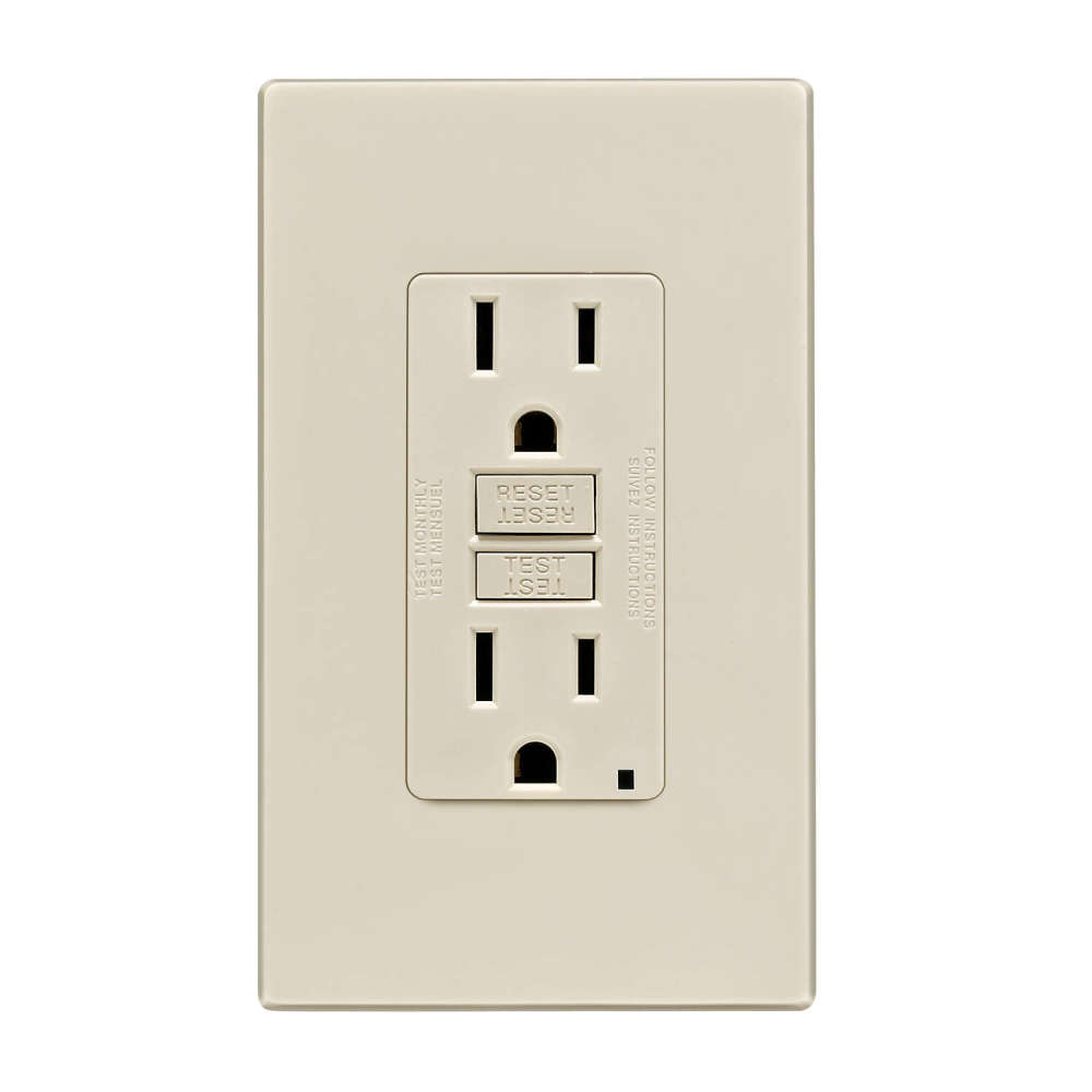 Leviton SmartlockPro GFCI Outlet 15A 125V Duplex Light Almond NEMA - Ascmtools