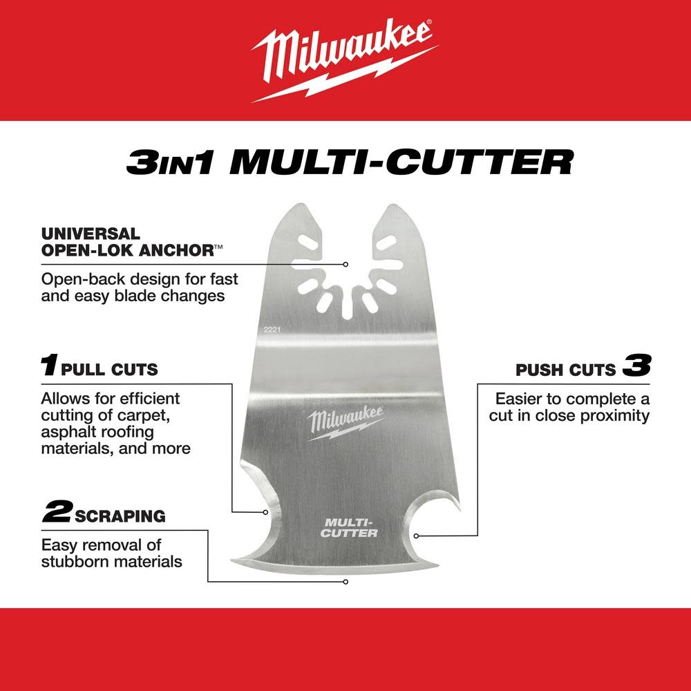 Milwaukee OPEN-LOK 3-IN-1 MULTI-CUTTER SCRAPER BLADE 1PK - Ascmtools
