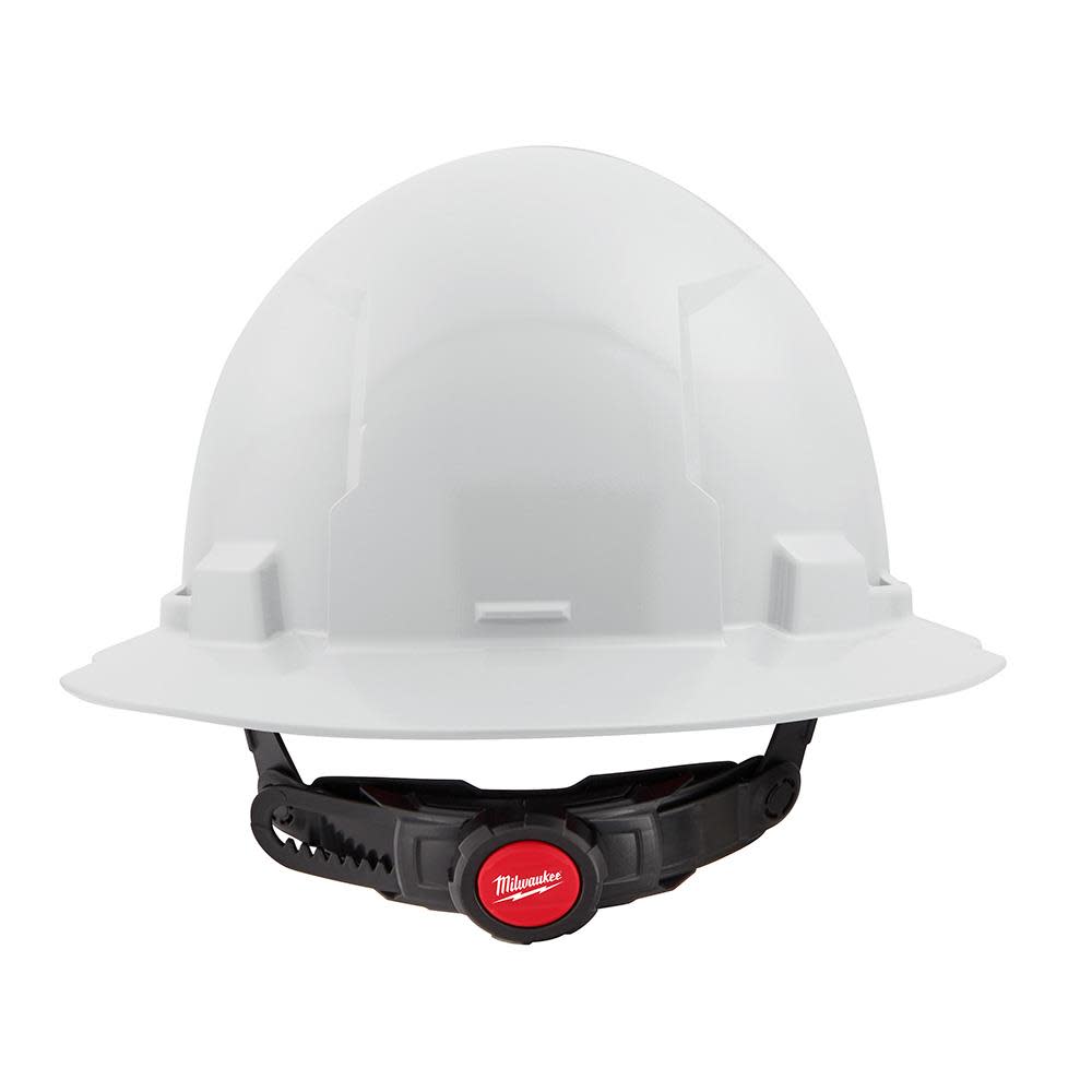 Milwaukee White Full Brim Hard Hat with 6pt Ratcheting Suspension Type 1 Class E - Ascmtools