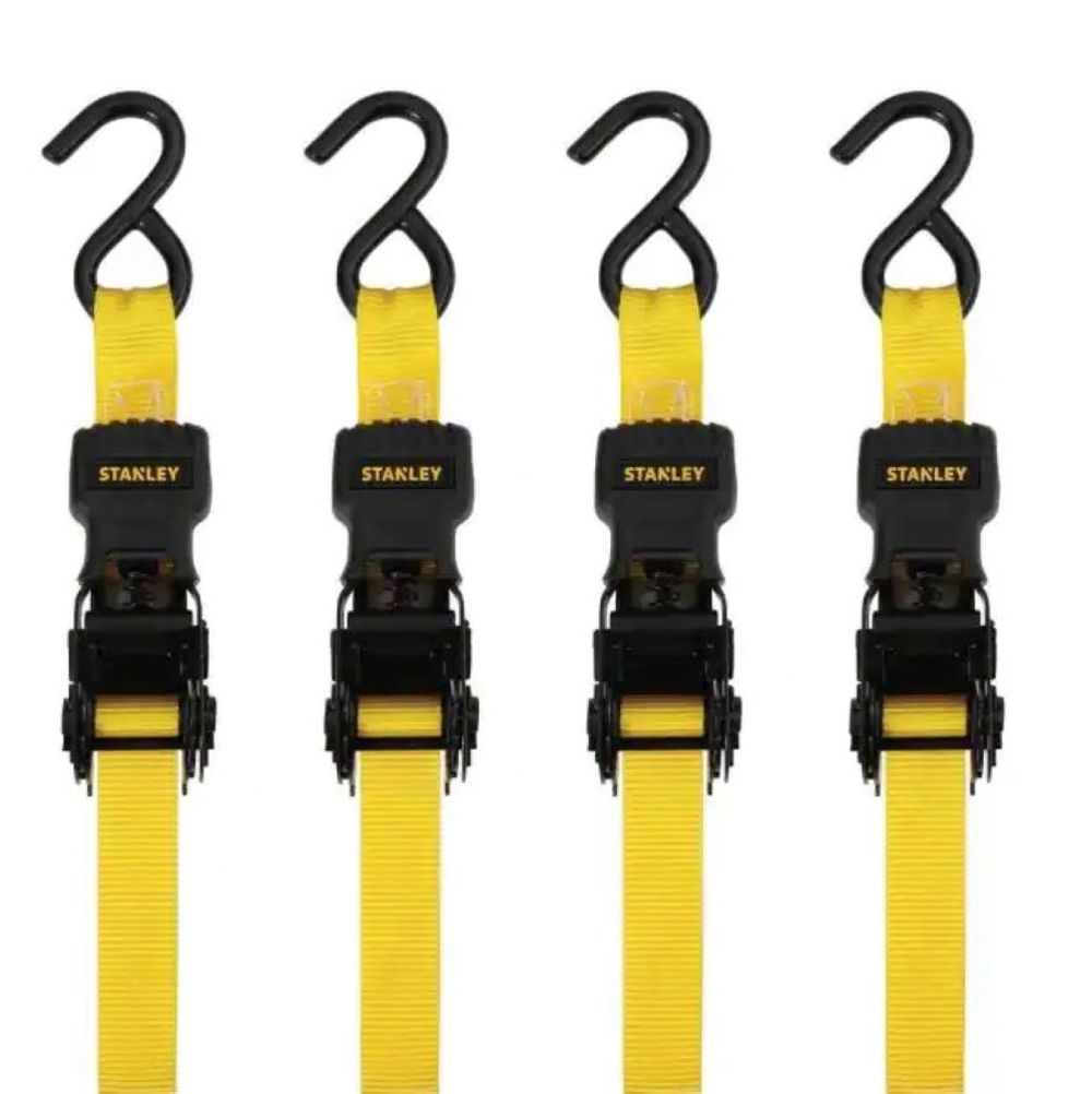 Stanley Ratchet Straps 1″ X 12′ 1500lbs 4pk - Ascmtools