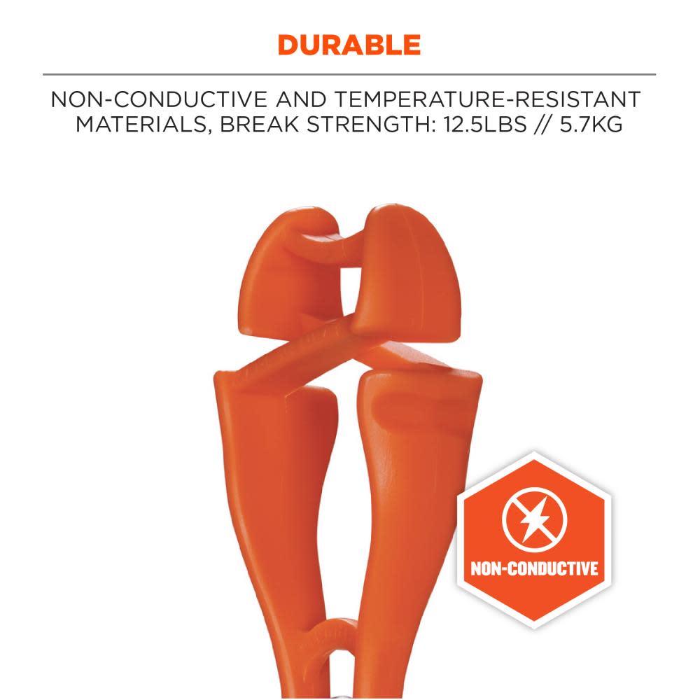 Ergodyne Squids 3420-BULK Swivel Glove Clip Holder Dual Clips Orange 100pk - Ascmtools
