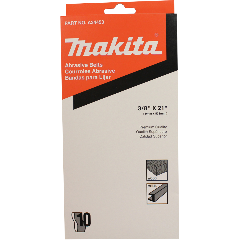 Makita 3/8″ x 21″ Abrasive Belt 60 Grit 10/pk - Ascmtools