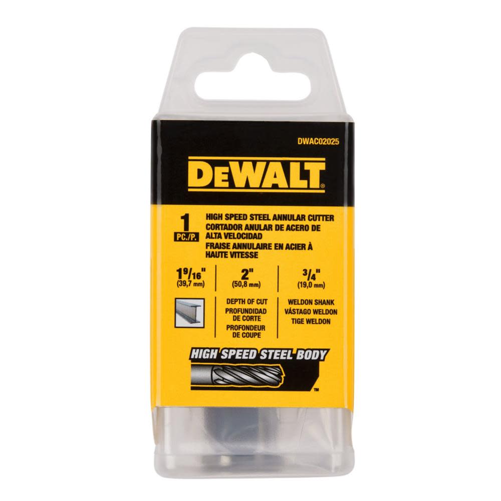 DEWALT Annular Cutter 1 9/16″X 2″ HSS 3/4″ Weldon - Ascmtools
