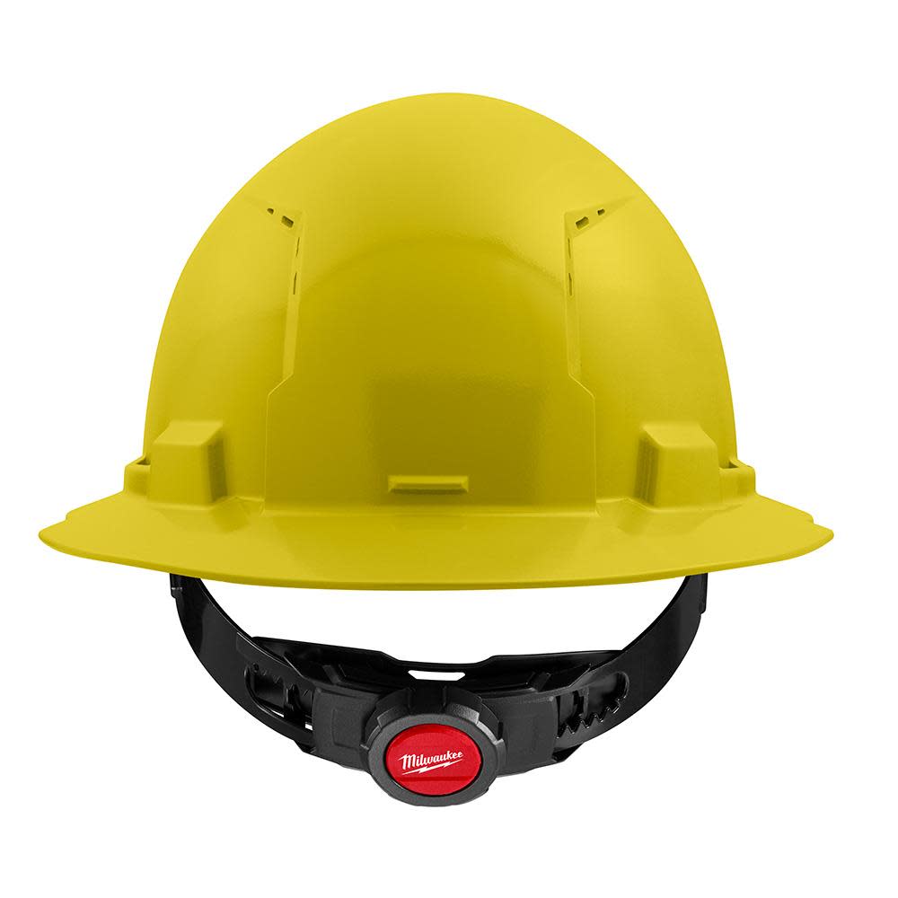 Milwaukee Yellow Full Brim Vented Hard Hat with 4pt Ratcheting Suspension Type 1 Class C - Ascmtools
