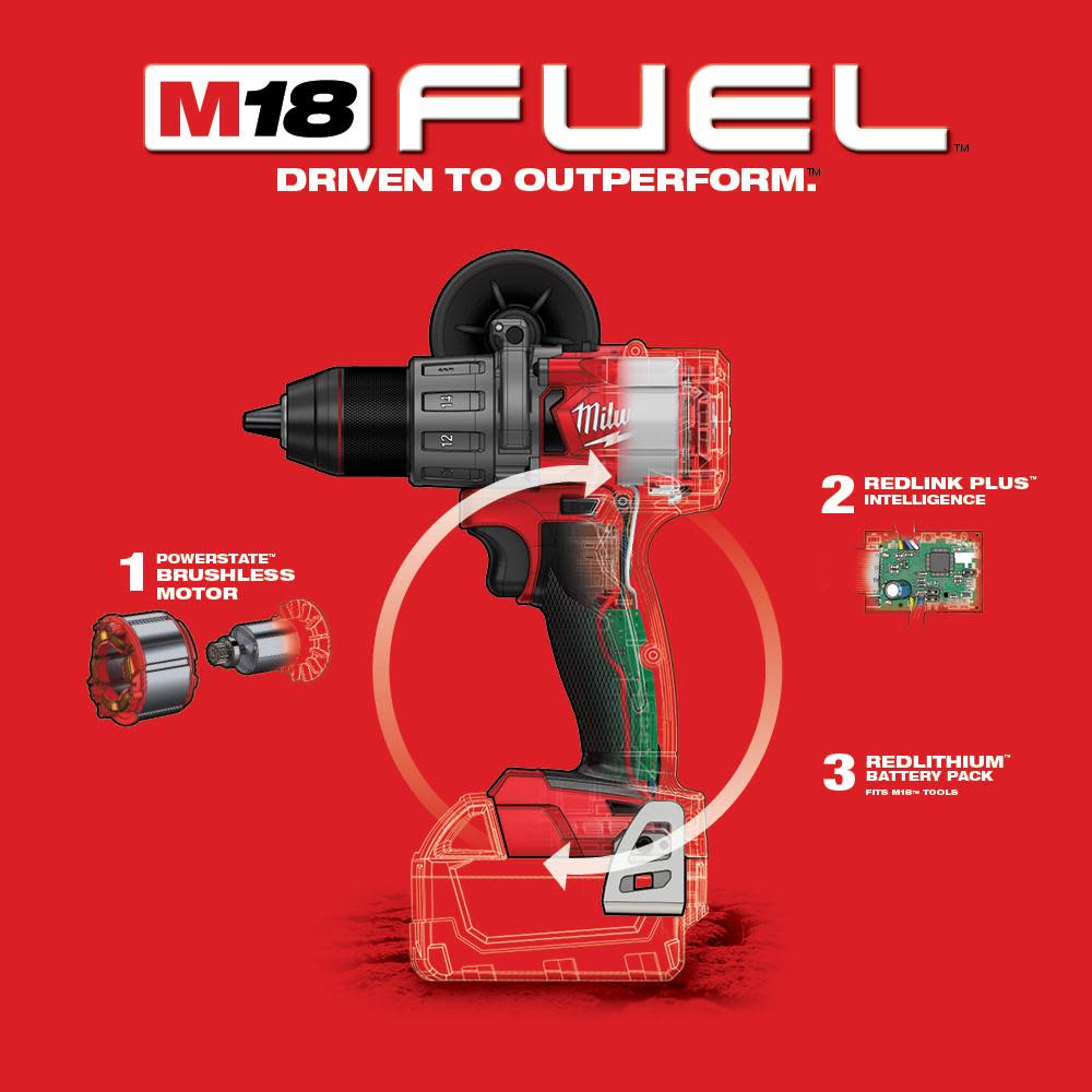 Milwaukee M18 FUEL 1/2″ Drill Driver Bare Tool Reconditioned - Ascmtools