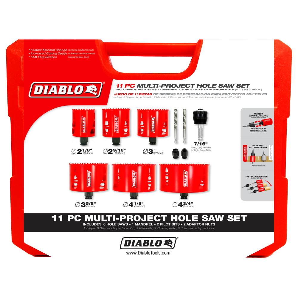 Diablo Tools 11 pc Multi-Project Bi-Metal Hole Saw Set - Ascmtools