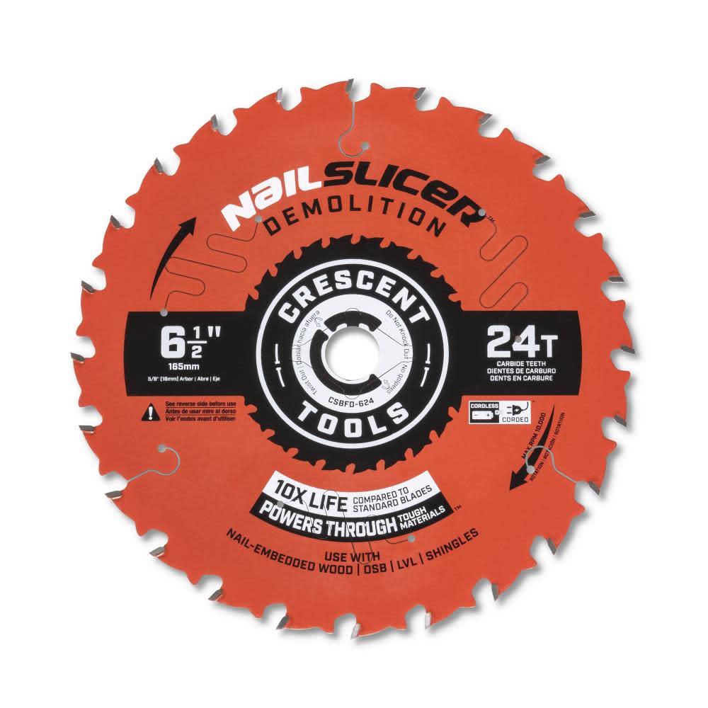 Crescent APEX Circular Saw Blade 6 1/2″ x 24 Tooth NailSlicer Demolition - Ascmtools