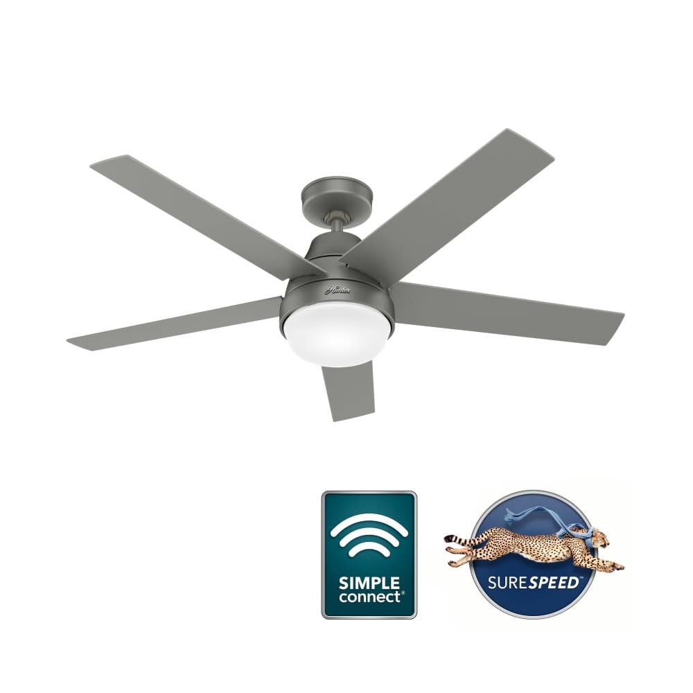 Hunter Fan Aerodyne Ceiling Fan 52″ Matte Silver Matte Silver - Ascmtools