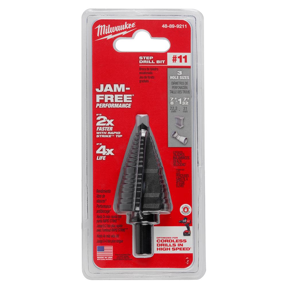 Milwaukee #11 Step Drill Bit 7/8 in. to 1-7/32 in. - Ascmtools