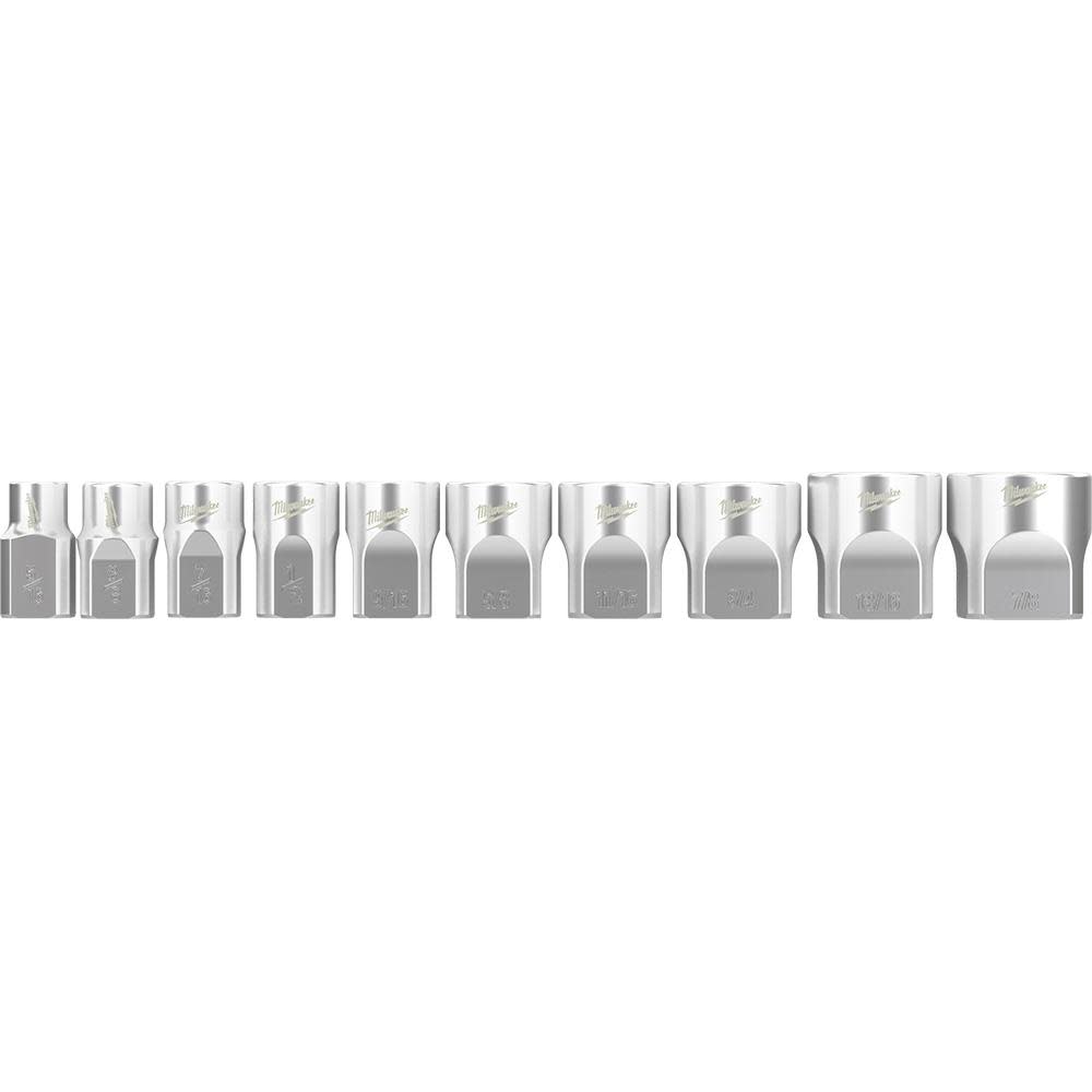 Milwaukee 10pc 3/8 in. SAE Sockets with FOUR FLAT Sides - Ascmtools
