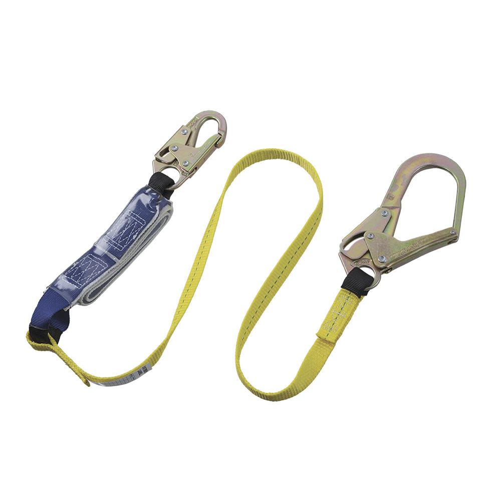 Peakworks Shock Absorbing Single Leg Lanyard with Snap and Form Hooks 6 Ft. L. UV and Abrasion Resistant Polyester Webbing Green/Black - Ascmtools
