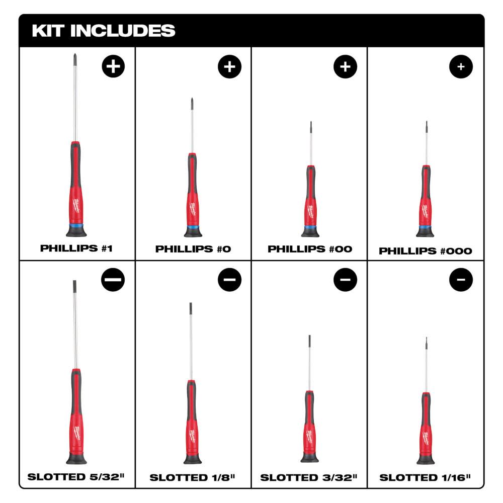 Milwaukee Precision Screwdriver Set 8pc - Ascmtools