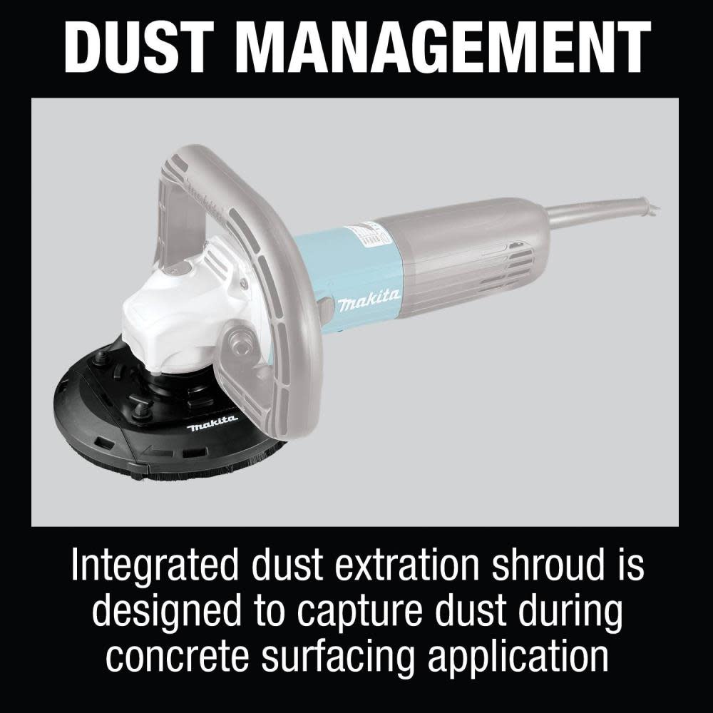 Makita 5″ Concrete Planer with Dust Extraction Shroud & Diamond Cup Wheel - Ascmtools