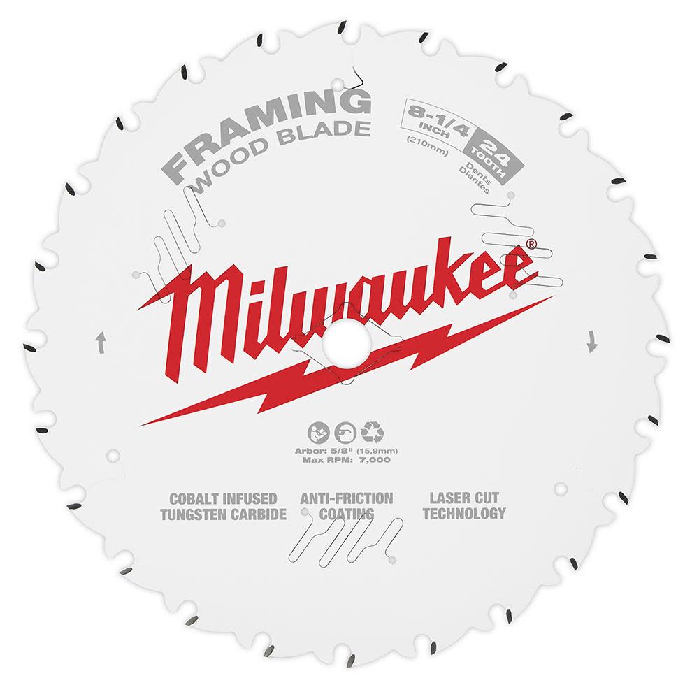 Milwaukee 8-1/4 in. 24T Framing Circular Saw Blade - Ascmtools